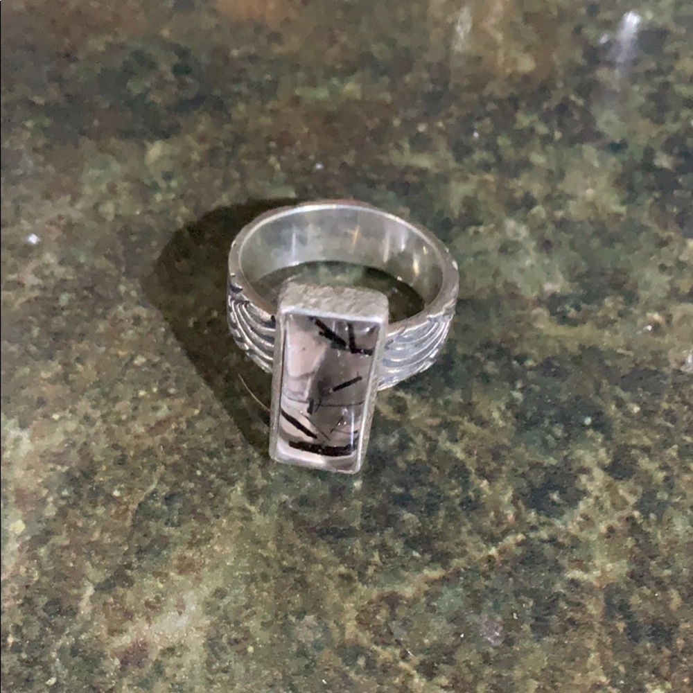 925 rutilated quartz ring